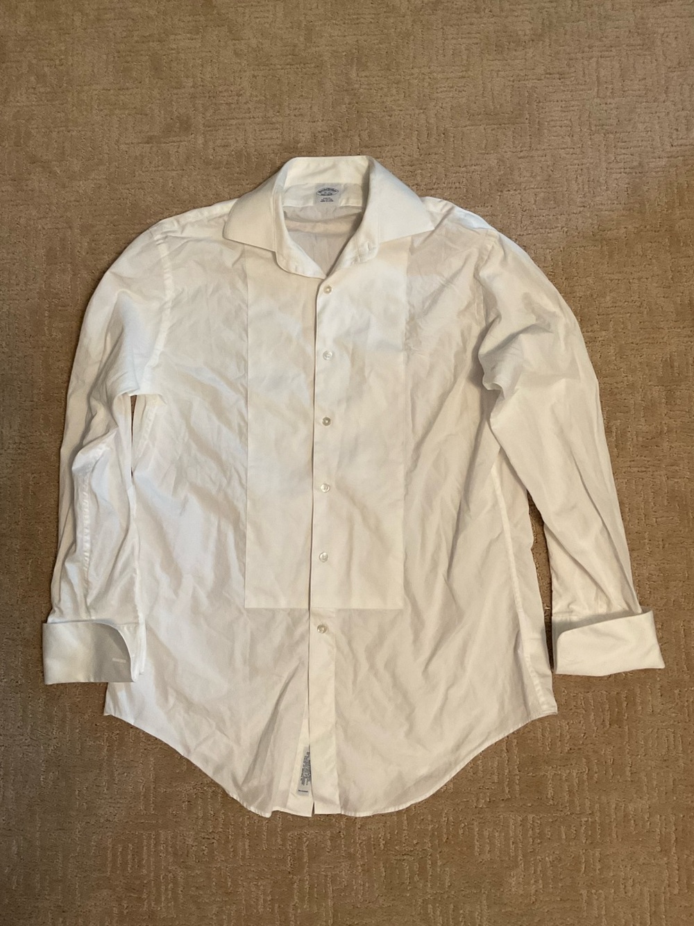 Brooks Brothers Men Tuxedo Dress Shirt 16‑33 White Pleated Front FrenchCuff EUC